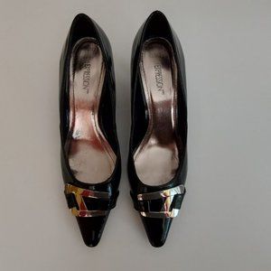 Black Patent Heels With Silver Buckle